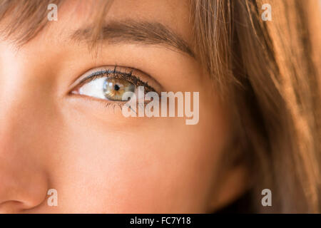 Close up di occhio di razza mista donna Foto Stock