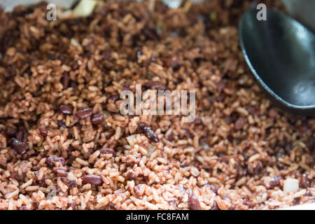 Gallo pinto - piatto tradizionale del Nicaragua e Costa Rica fatta con riso e fagioli Foto Stock