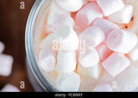 Rosa e Bianco marshmallows in cioccolato caldo Foto Stock