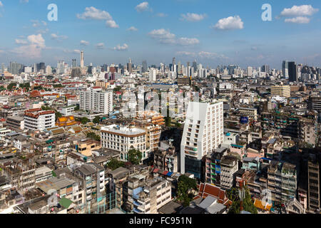 Vista panoramica, cityscape da Grand China Princess Hotel, grattacieli, Chinatown, Bangkok, Thailandia Foto Stock