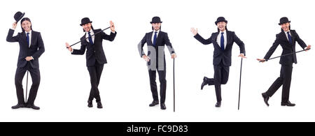 L'uomo nel concetto di vintage con bastone Foto Stock