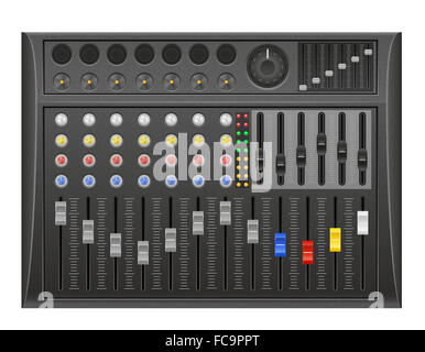 Il pannello di console mixer audio illustrazione isolati su sfondo bianco Foto Stock