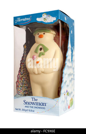 Il cioccolato bianco pupazzo di neve e la figurina snowdog Foto Stock