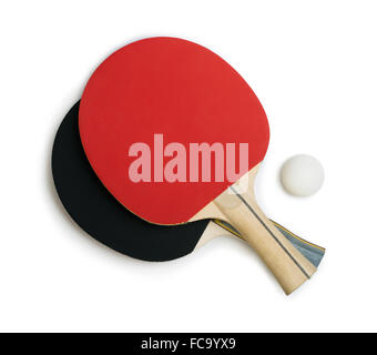 Racchette da tennis per ping pong isolato bianco Foto Stock