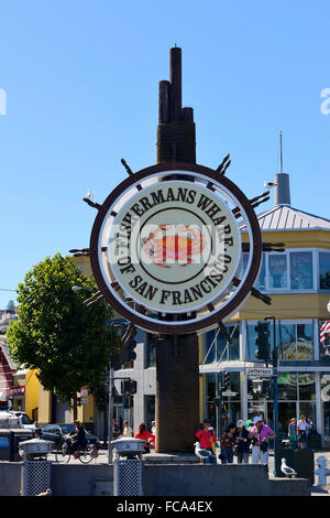 Segno gigante per Fisherman's Wharf di San Francisco, California, Stati Uniti d'America Foto Stock