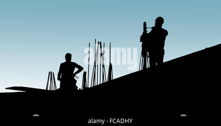 Lavoratori edili mettere cassero Foto Stock