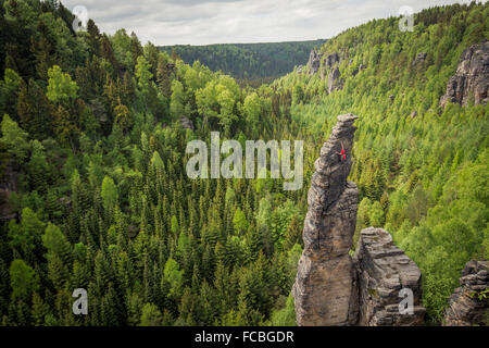 Arrampicare in Svizzera sassone Foto Stock