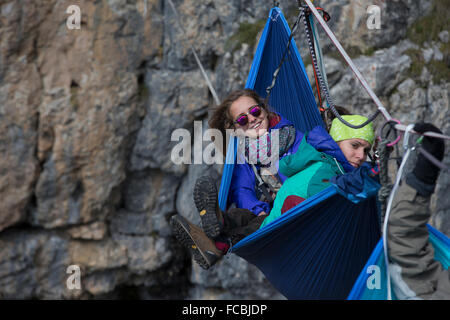 Monte Piana amaca sessione Foto Stock