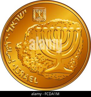 Vector Gold denaro israeliano dieci agorot coin Illustrazione Vettoriale