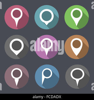 Mappa piatta icone dei marcatori Foto Stock