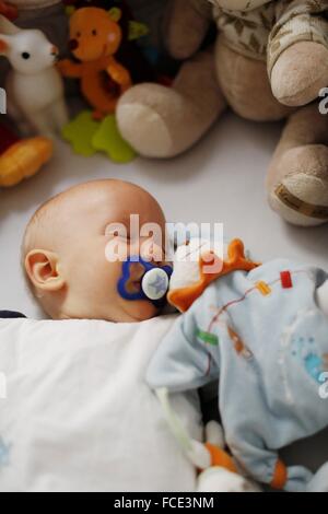8 mesi bambino addormentato Foto Stock