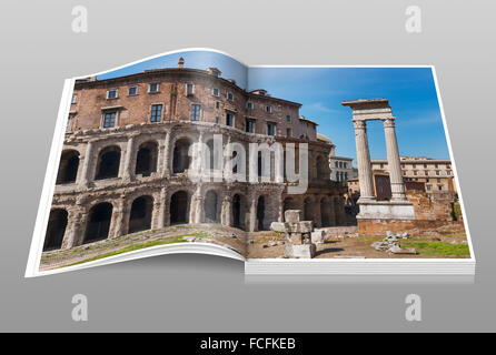 Teatro di Marcello, Teatro di Marcello e le rovine del Tempio di Apollo di Sosianus, Roma, Lazio, l'Italia, Europa Foto Stock