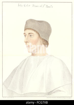 HOLBEIN-Henry VIII CORTE: John Colet, Decano di san Paolo: (Bartolozzi) , 1884 Foto Stock