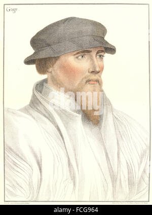 HOLBEIN-Henry VIII CORTE: Sir John Gage (Bartolozzi) , antica stampa 1884 Foto Stock