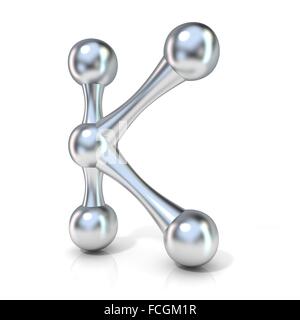 Molecular raccolta di font Letter - K. 3D render illustrazione, isolati su sfondo bianco Foto Stock