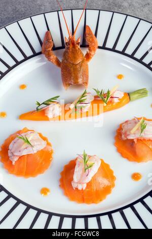 I piatti dal ricettario da Laurent clemente, chef stella Michelin, Chartres, Francia Foto Stock