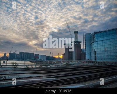 Battersea Park development in Early Morning Light Foto Stock