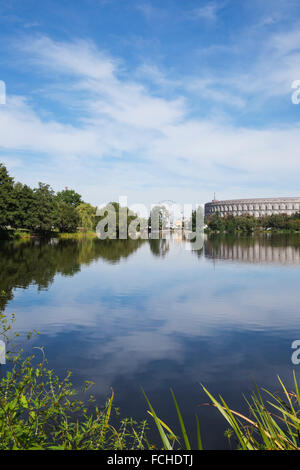 Germania Baviera Norimberga parco pubblico Dutzendteich Congress Hall local area ricreativa Foto Stock