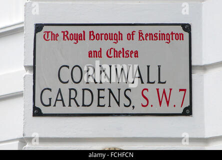 Vista generale GV di Cornwall Gardens SW7, Londra Foto Stock