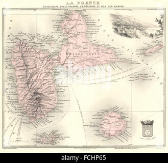 Guadalupa: Marie-Galante, Désirade, Iles des Saintes.Vuillemin., 1903 mappa vecchia Foto Stock