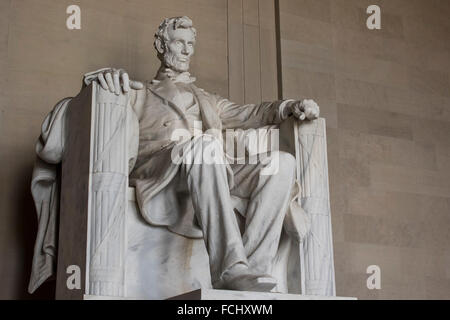 Statua di Abraham Lincoln nel Lincoln Memorial Washington DC Foto Stock