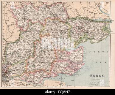 ESSEX: County map mostra divisioni & boroughs parlamentare. PHILIP, 1902 Foto Stock