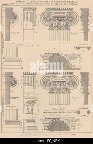 Architettura ionica:Tempio Minerva Polias Erechtheion,Atene.basi capitelli, 1931 Foto Stock