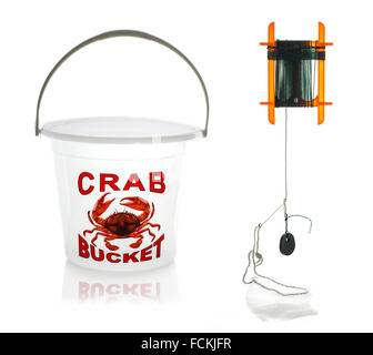 Il Granchio della benna e della linea su uno sfondo bianco Foto Stock