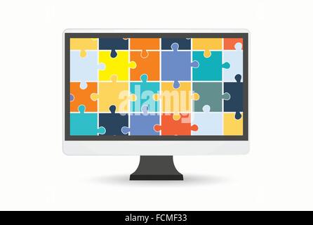 Il dispositivo elettronico con puzzle Illustrazione Vettoriale