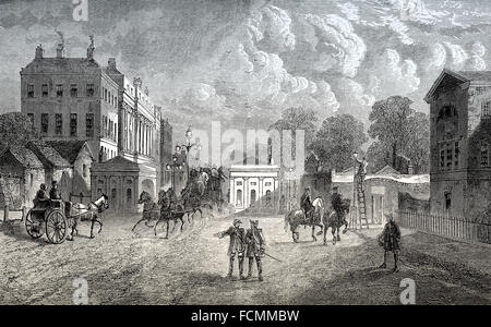 Angolo di Hyde Park, Hyde Park, 1820, Londra, Inghilterra Foto Stock