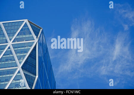 New York, Stati Uniti d'America: dettagli della Hearst Tower, sede mondiale di Hearst Communications Sede le sue molte pubblicazioni e le imprese di comunicazione Foto Stock