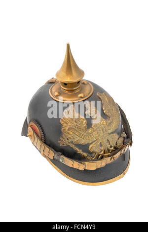 Antico tedesco helm (WWI) cosiddetti Pickelhaube (picco helm). Germania Foto Stock