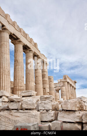 Il Partenone è un ex tempio sulla Acropoli ateniese, Grecia. Foto Stock