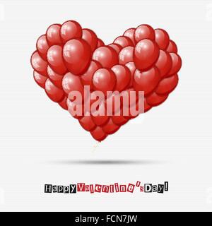 Il giorno di San Valentino cuore astratta fatta di palloncini rossi per la progettazione Illustrazione Vettoriale