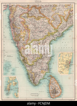 S INDIA CEYLON (SRI LANKA) : Mysore Madras (Chennai) Bombay (Mumbai) , 1901 mappa Foto Stock