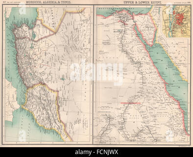 Nord Africa: Marocco Algeria Tunisia Tunisia Egitto. Il Cairo. Bartolomeo, 1901 Mappa Foto Stock