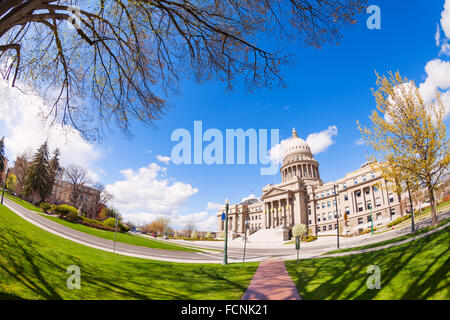 Capitol Boulevard e la costruzione a Boise Foto Stock