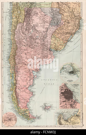 S AMERICA: Chile Argentina Montevideo Buenos Aires Valparaiso Santiago, 1893 Mappa Foto Stock