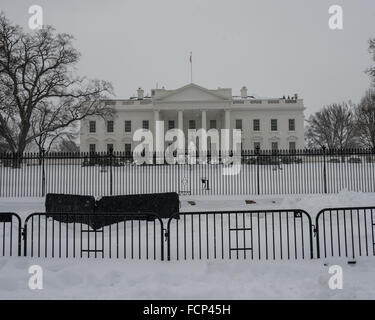 Washington, Stati Uniti. 23 gen 2016. Washington, DC residenti a far fronte con la tempesta di neve Jonas. Tempesta di neve Jonas, un potente né'Pasqua, ha colpito gli Stati Uniti Capitol, portando la nevicata, venti alti e infido condizioni. © Albin Lohr-Jones/Pacific Press/Alamy Live News Foto Stock