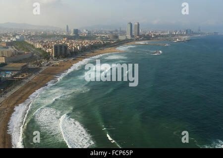 Sant Sebastiá Beach, Barcelona, Spagna. Foto Stock