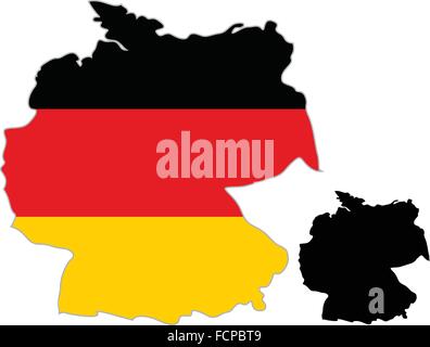 Germania mappa bandiera su uno sfondo bianco. Vector illustrator. Illustrazione Vettoriale