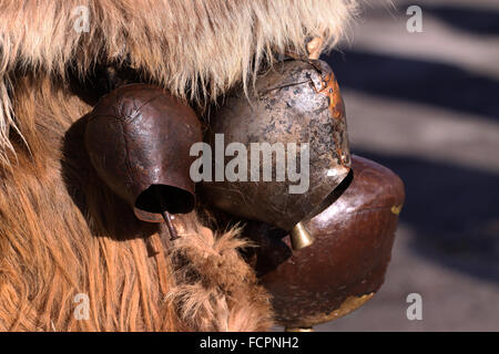 Bulgaria - Jan 31, 2015: Uomo nel tradizionale costume masquerade è visto al Festival Internazionale di the Masquerade Giochi Foto Stock