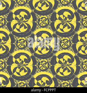 Le due tonalità astratta geometrica digitale modello senza giunture in toni di grigio scuro e giallo, realizzato interamente con i triangoli. Foto Stock
