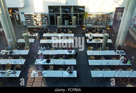 Warsaw University Library (Polacco: Biblioteka Uniwersytecka w Warszawie). Vista dal giardino botanico, attraverso il tetto di vetro Foto Stock