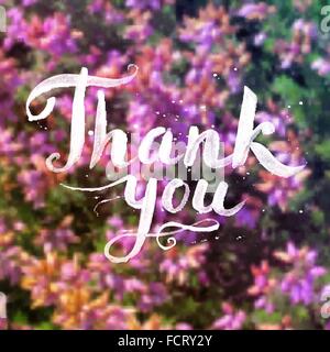 Disegnata a mano vettore segno calligrafico su sfocato sfondo floreale Illustrazione Vettoriale