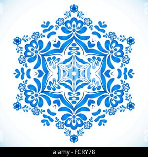 Con motivi floreali blu modello di cerchio in stile gzhel Illustrazione Vettoriale