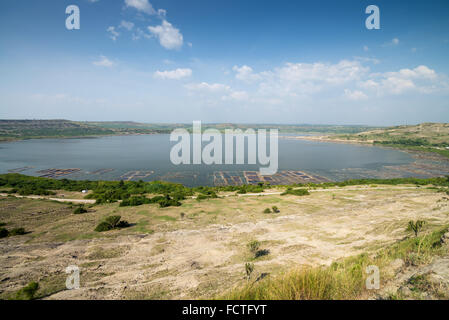 Miniere di sale a Katwe Crater Lake, Queen Elizabeth National Park, Uganda, Africa Foto Stock