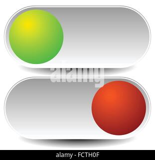 On, Off pulsanti, interruttori di potenza. Illustrazione Vettoriale. Illustrazione Vettoriale