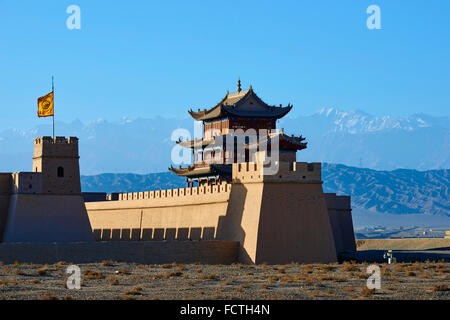 Cina, provincia di Gansu, Jiayuguan, la rocca all'estremità occidentale della Grande Muraglia, Patrimonio Mondiale dell Unesco Foto Stock