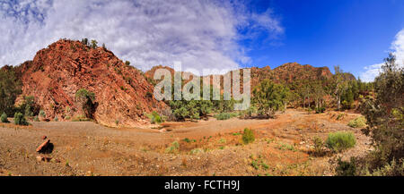 Antica formazione di calcare sul fondo della gola brachina creek road intorno Flinders Ranges National Park in Sud Australia Foto Stock